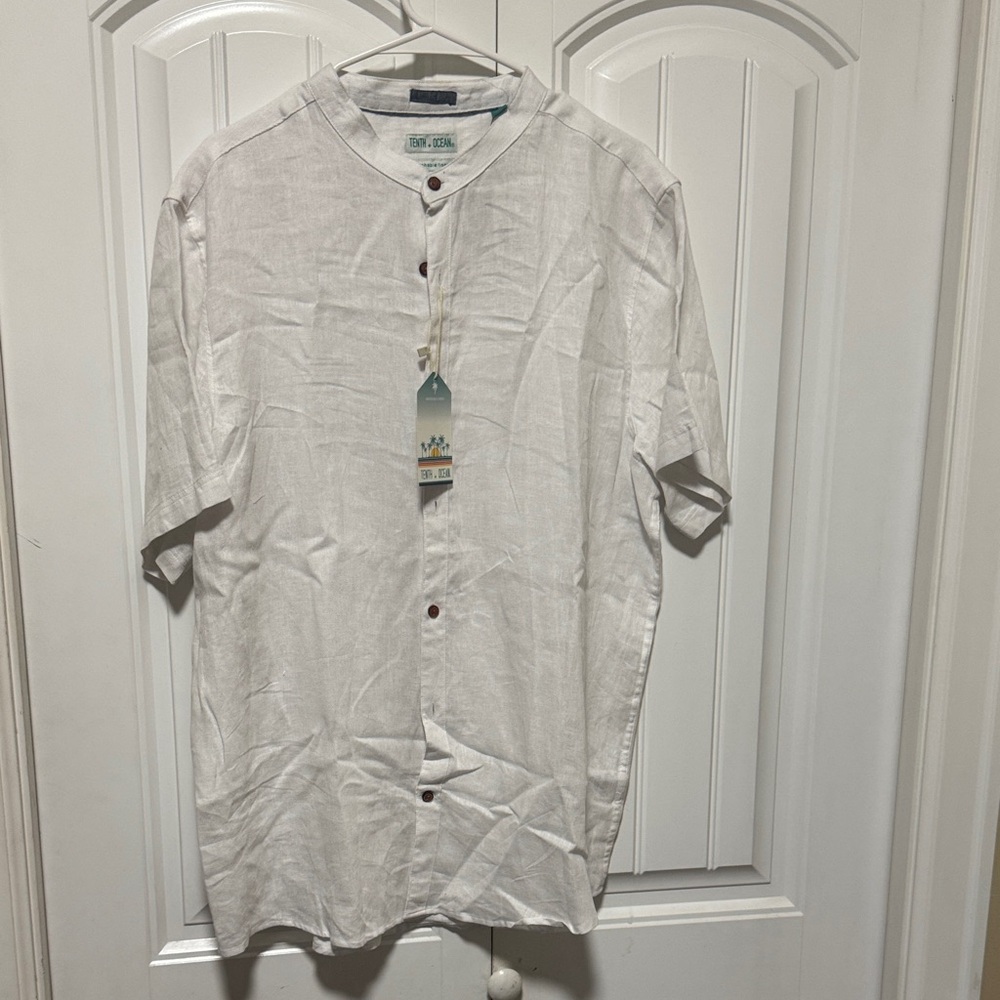 Men's Casual White Button Down Shirt